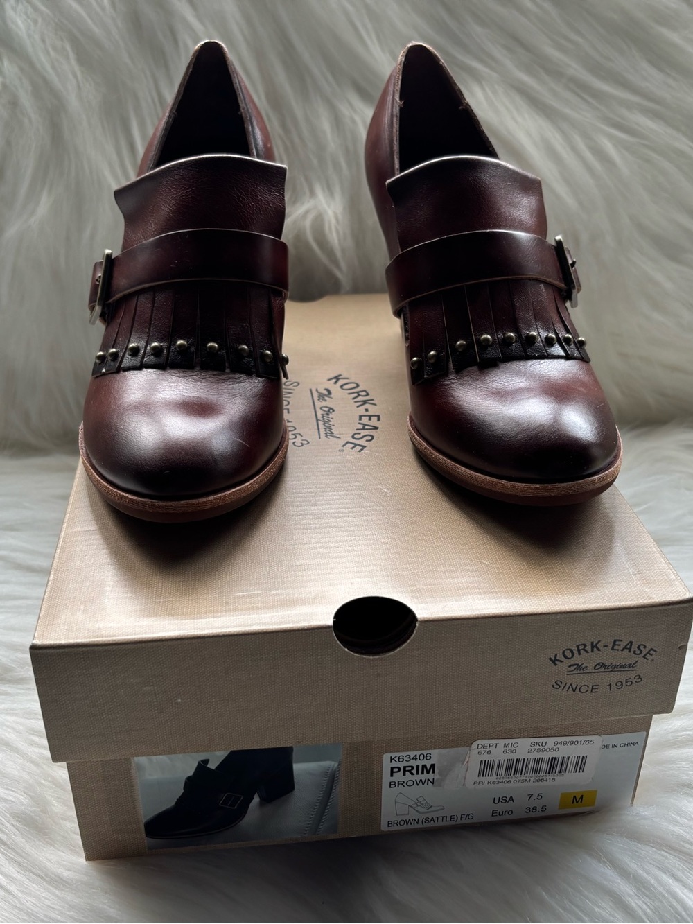 KORK-EASE PRIM OXFORD STYLE- SLIP ONS BROWN/SADDLE  7 1/2 - NWT/BOX- $85